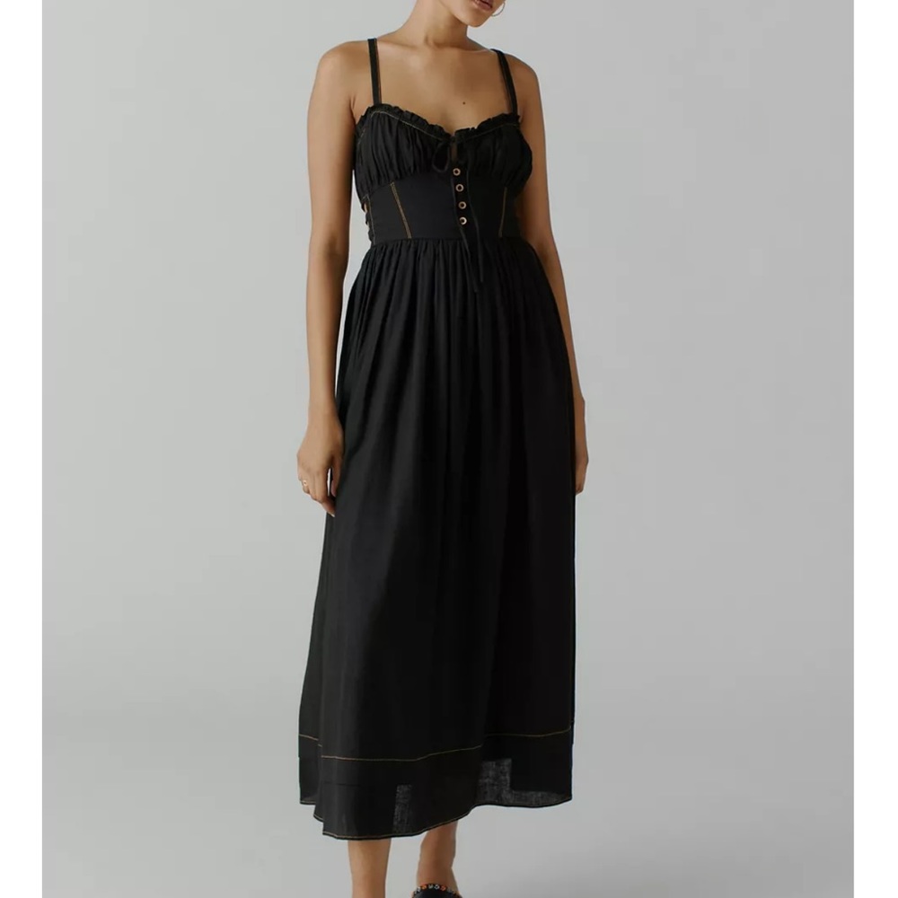 urban outfitters cora linen dress black